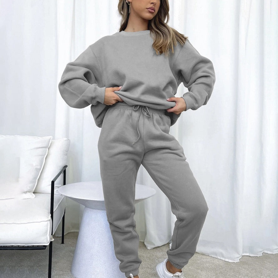 Two-Piece Relaxed Fit Loungewear Set With Drawstring Pants 