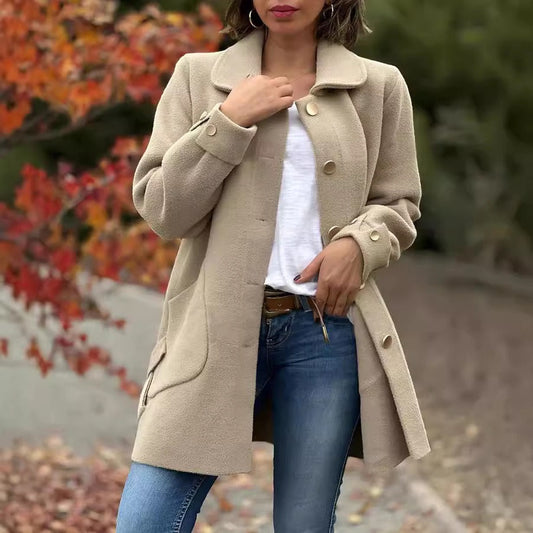 Relaxed Fit Wool Feel Long Coat 