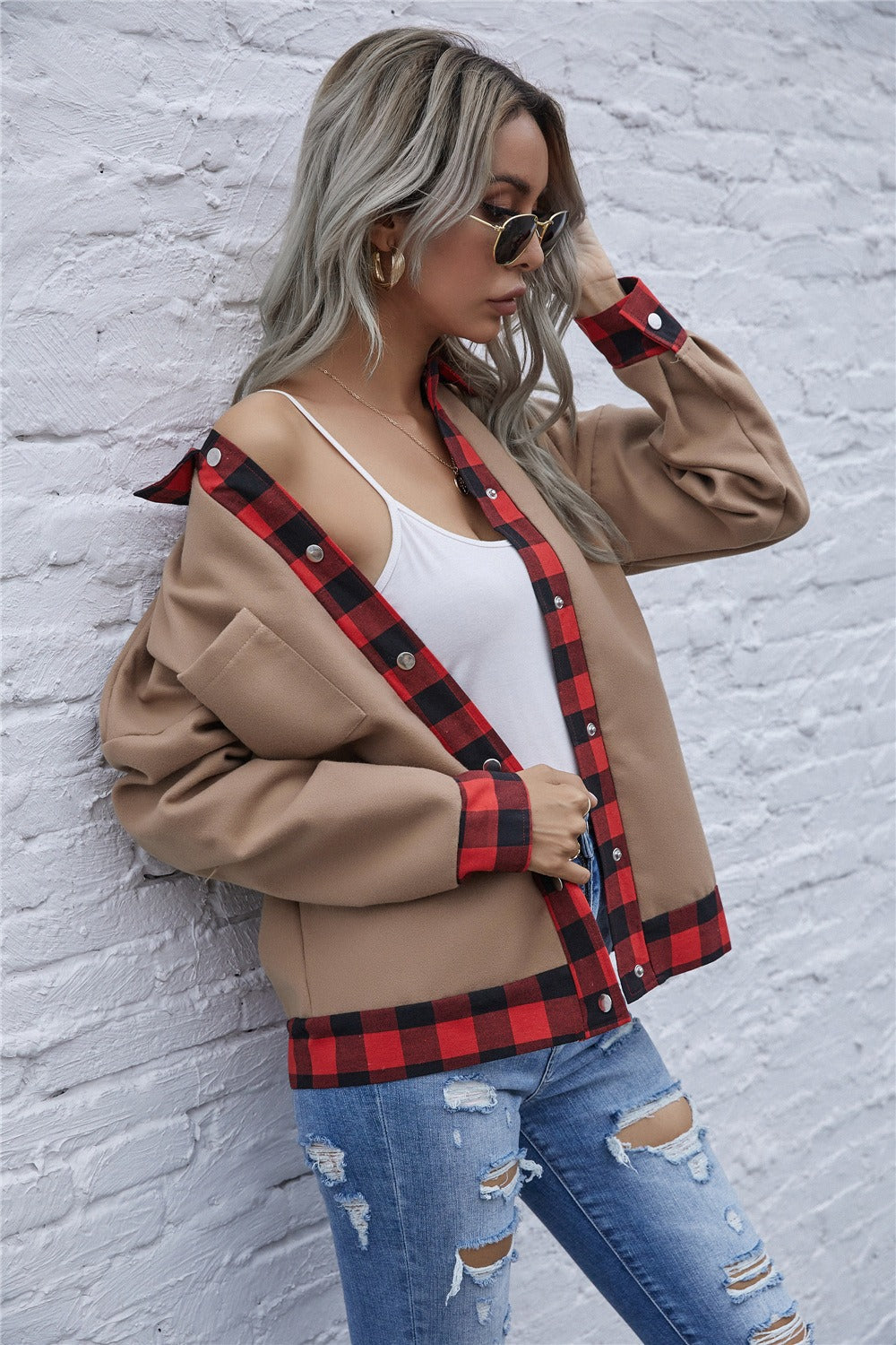 Patchwork Detail Relaxed Fit Button-Up Jacket 