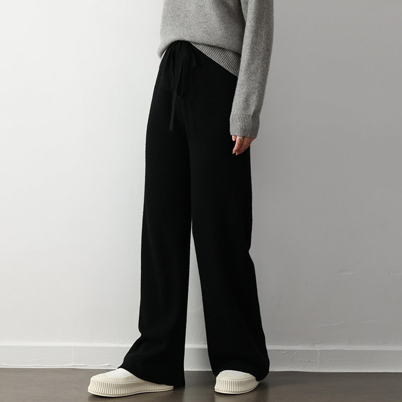 Ribbed Texture Relaxed Fit Knit Pants 