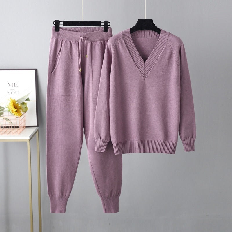 Ribbed Relaxed Fit Two-Piece Lounge Set 