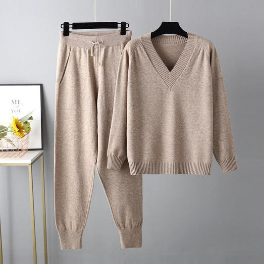 Ribbed Relaxed Fit Two-Piece Lounge Set 