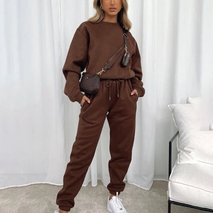 Women’s Two-Piece Loungewear Set – Relaxed Fit Long Sleeve Top – Jogger Pants with Drawstring Waist