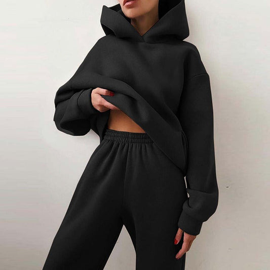 Cozy Two-Piece Cotton Blend Oversized Hooded Sweatshirt 