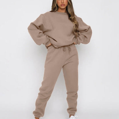 Women’s Two-Piece Loungewear Set – Relaxed Fit Long Sleeve Top – Jogger Pants with Drawstring Waist