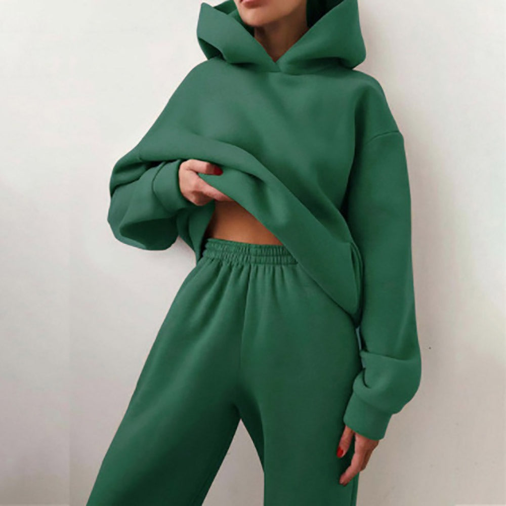 Cozy Two-Piece Cotton Blend Oversized Hooded Sweatshirt 