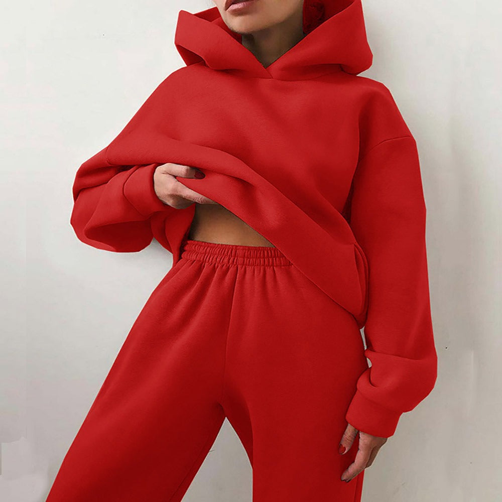 Cozy Two-Piece Cotton Blend Oversized Hooded Sweatshirt 