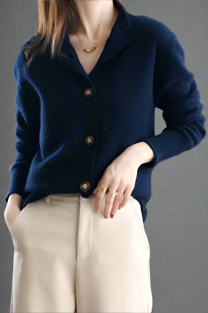 Knit Relaxed Fit Mock Collar Cardigan