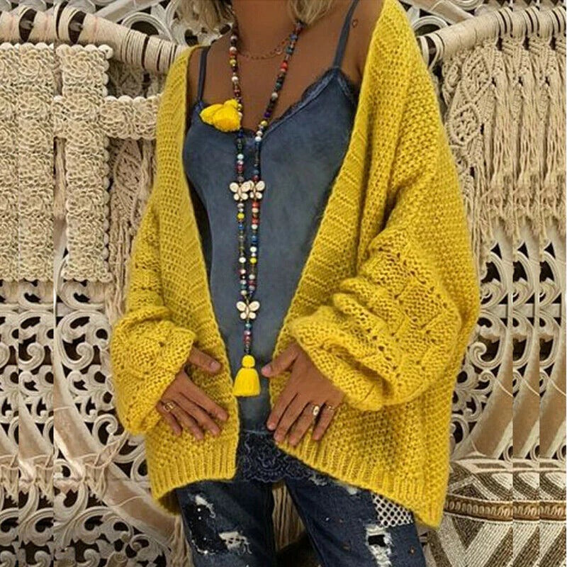 Chunky Knit Oversized Wool Blend Cardigan 
