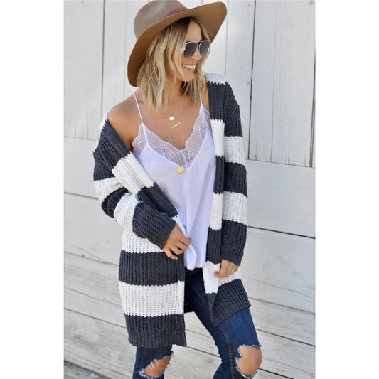 Soft Wool Relaxed Fit Striped Poncho 