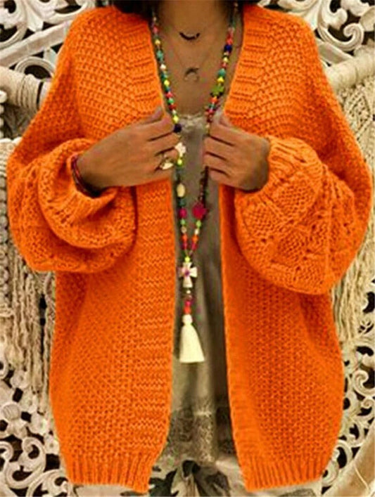 Chunky Knit Oversized Wool Blend Cardigan 