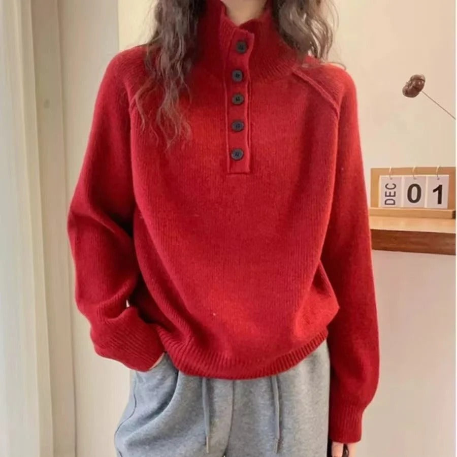 Wool Blend Relaxed Fit Knitted Pullover 