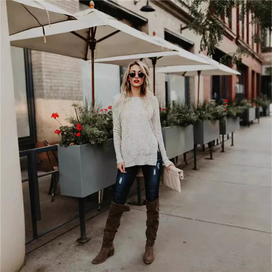 Wool Blend Loose Fit Knitted Pullover 