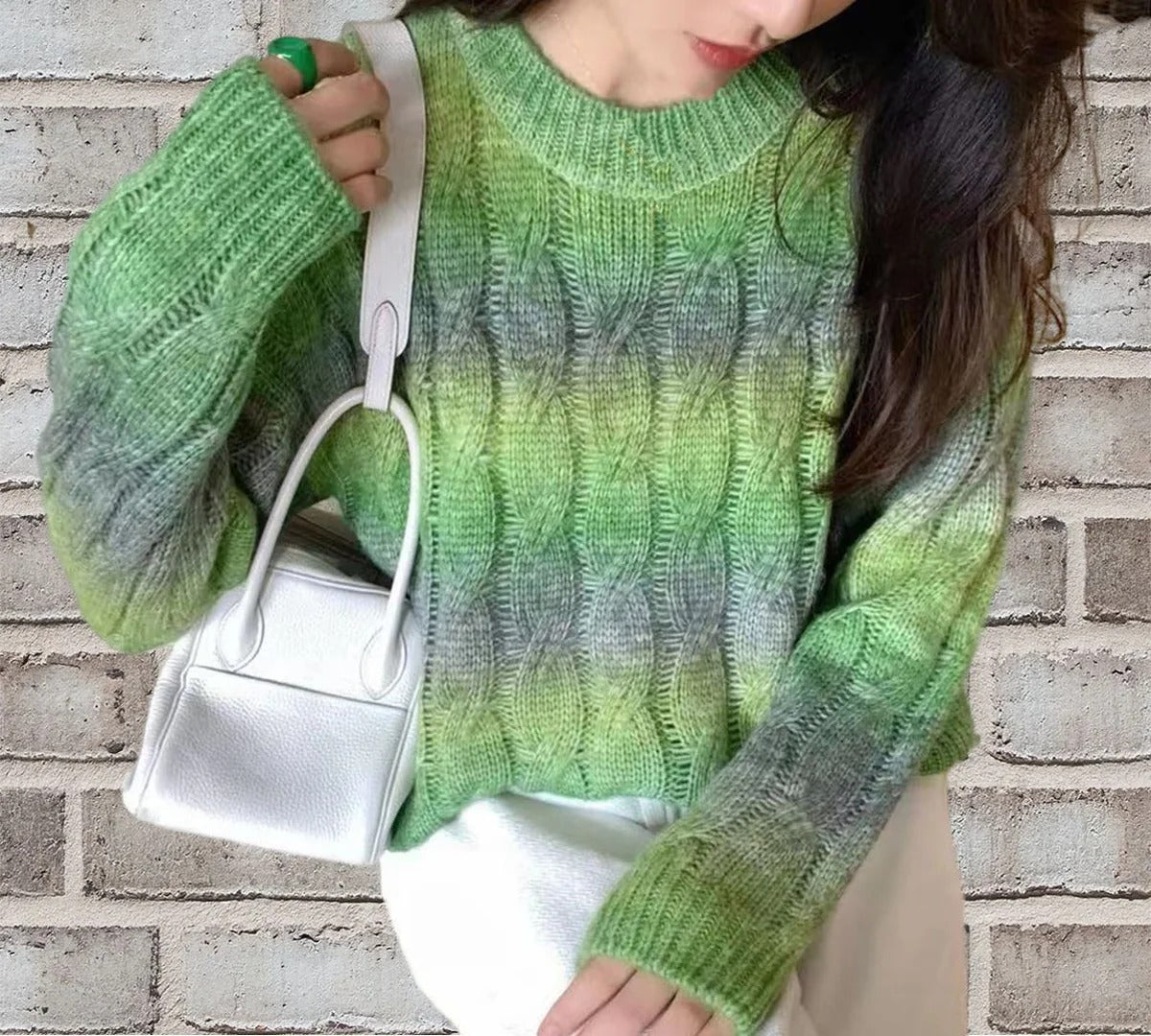 Cable Knit Wool Blend Relaxed Sweater 
