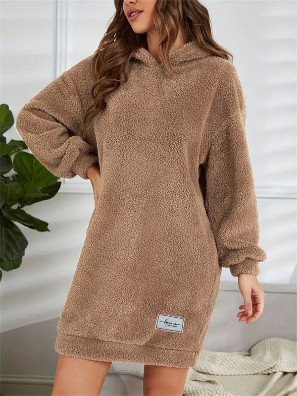 Fleece Oversized Fit Hoodie Dress 