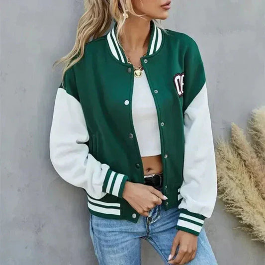 Ribbed Trim Casual Fit Bomber Jacket 