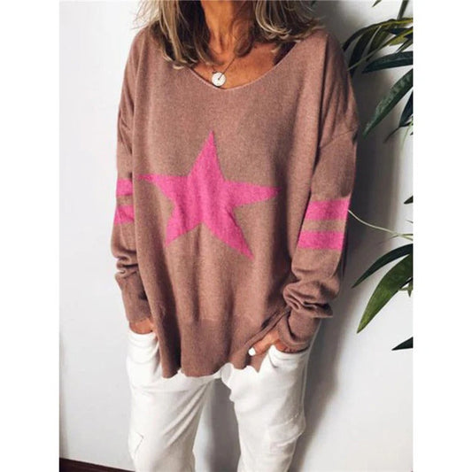 Soft Knit Star and Stripe Crew Neck Sweater 