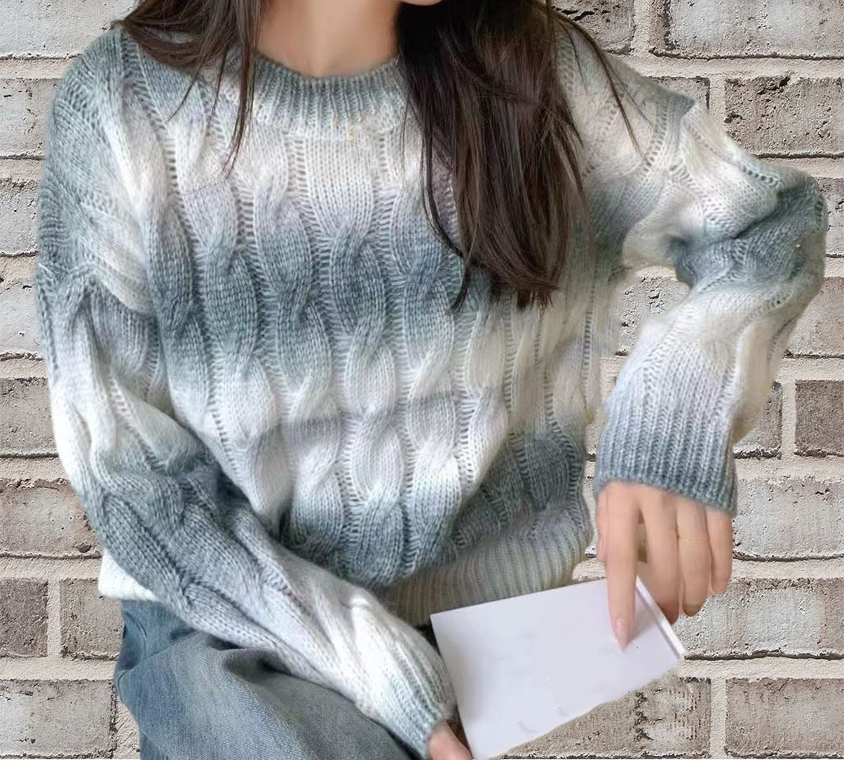 Cable Knit Wool Blend Relaxed Sweater 