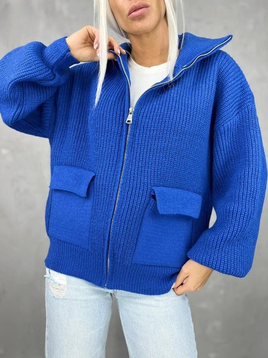 Wool Blend Relaxed Fit Knit Jacket 