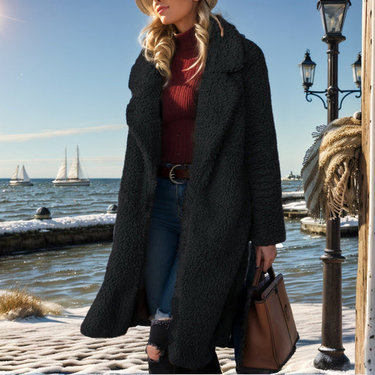 Plush Textured Relaxed Fit Trench Coat 