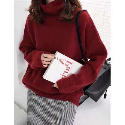Women’s Turtleneck Sweatshirt – Oversized Fit – Knit Fabric – Drawstring Hem – Long Sleeve