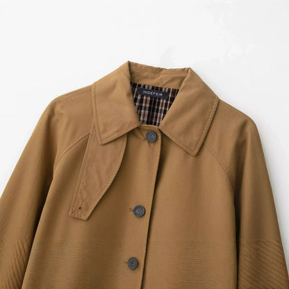 Women’s Trench Coat - Cotton Blend - Mid-Length - Loose Fit - Raglan Sleeves