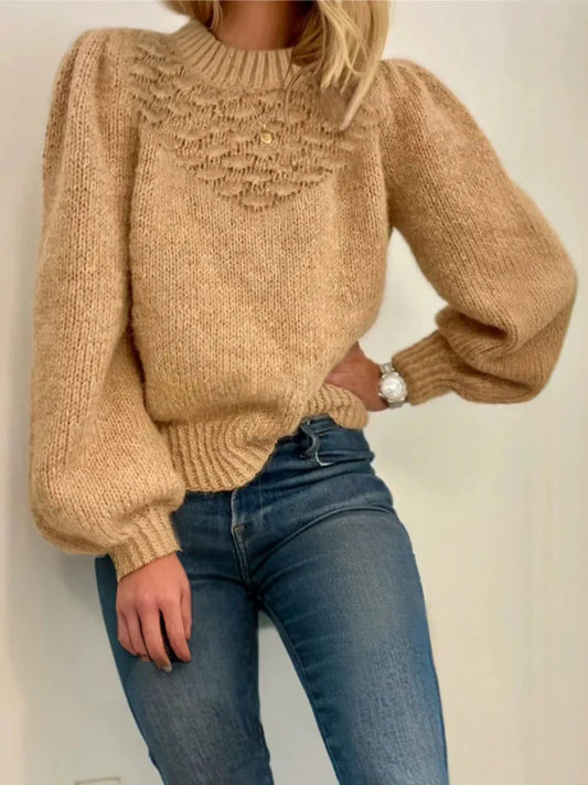 Wool Knit Relaxed Fit Pullover Sweater 