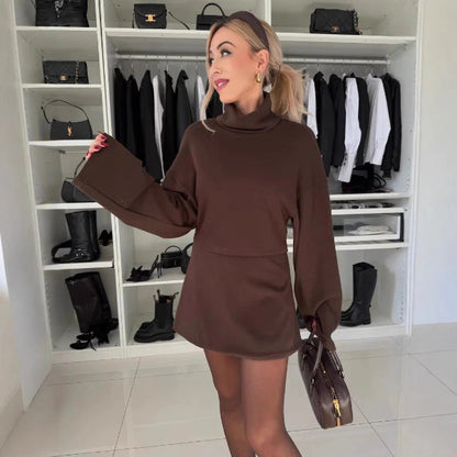 Women’s Two-Piece Sweatshirt Set – Oversized Fit – High Neck – Soft Cotton – Long Sleeve Casual Wear