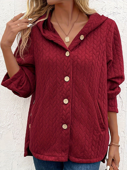 Women’s Coat - Quilted Knit - Hooded - Mid-Thigh Length