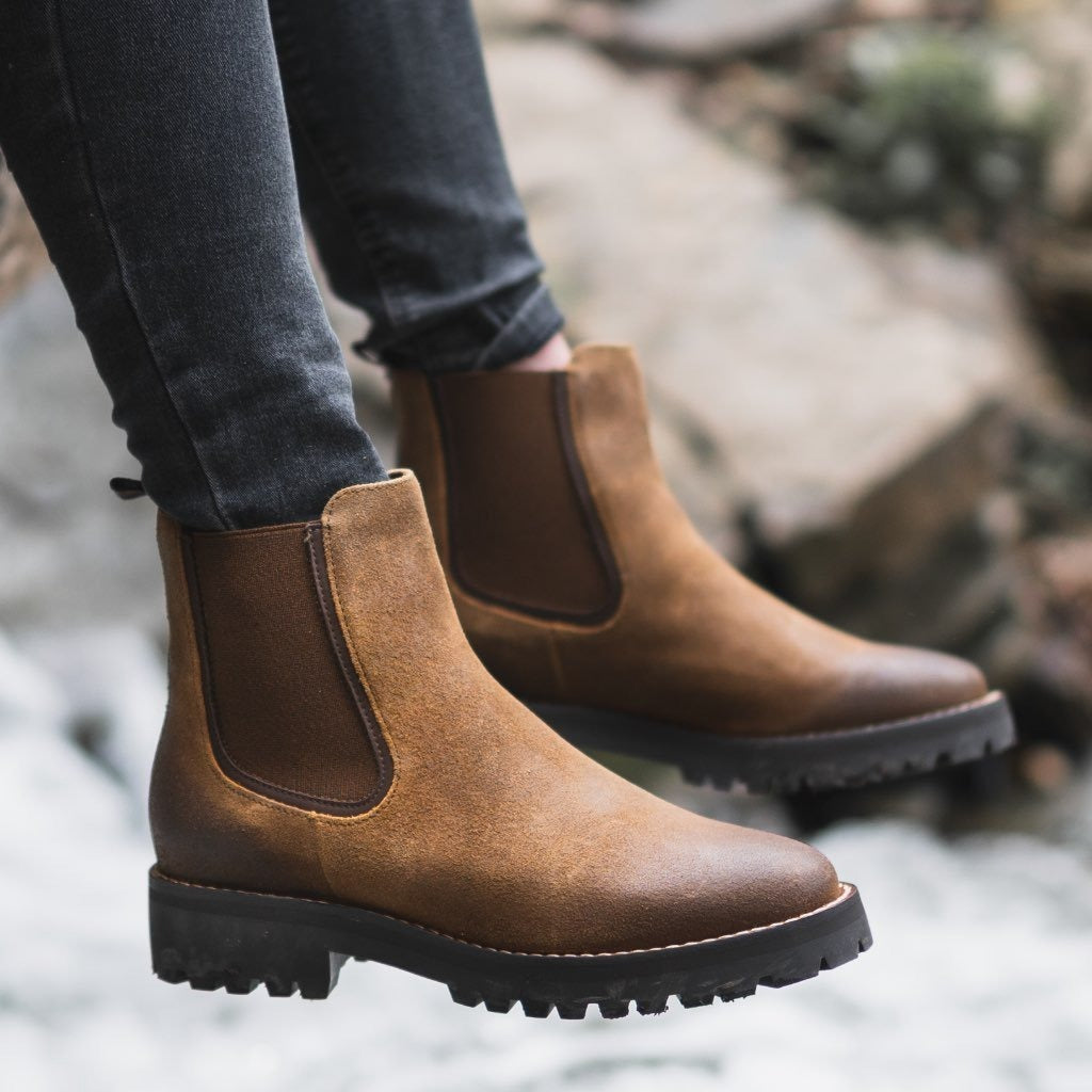 Faux Leather Ankle Chunky Lug Sole Boots