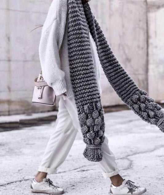 Chunky Cable Knit Oversized Wool Blend Scarf 