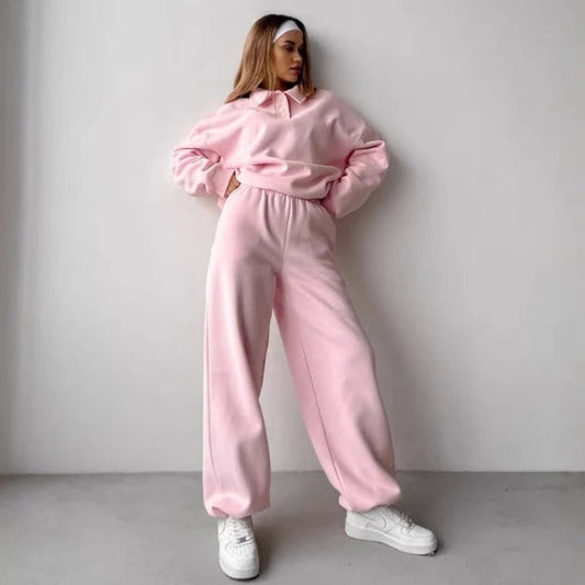 Fleece Texture Relaxed Fit Collared Sweatshirt 