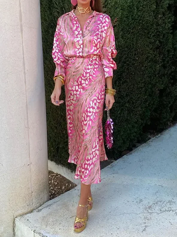 Floral Luxury Two-Piece Midi Skirt Set 