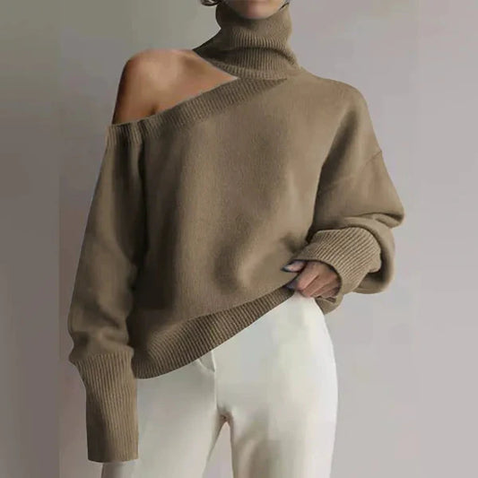 Wool Blend Oversized Turtleneck Sweater 