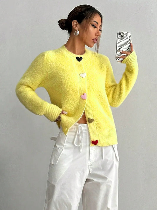 Fluffy Knit Relaxed Fit Cardigan 