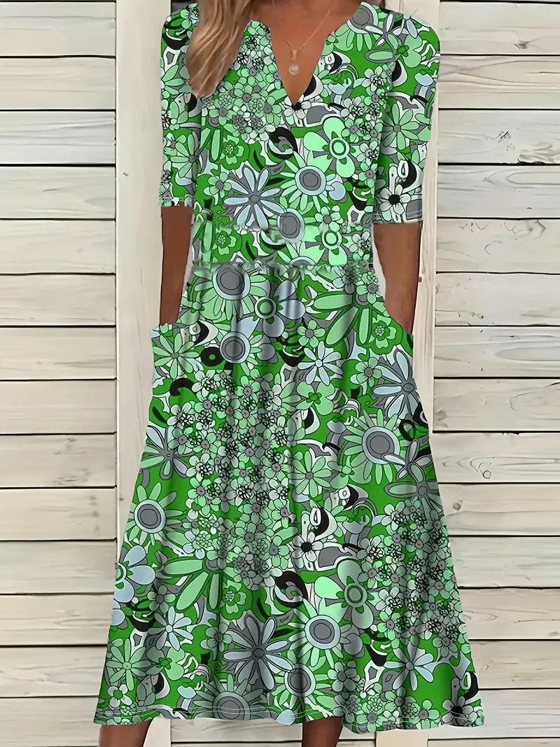 Floral Print Fit and Flare Maxi Dress 