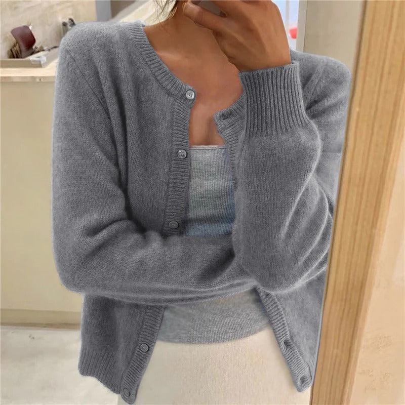 Wool Blend Relaxed Fit Knit Cardigan 