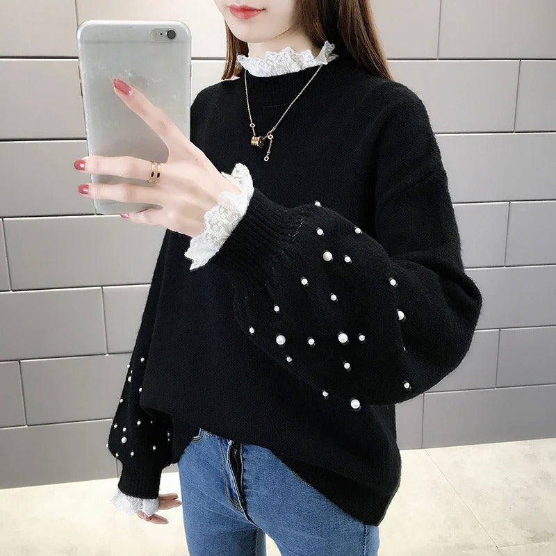 Wool Blend Relaxed Fit Knitted Sweater 