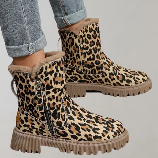 Plush Lined Patterned Mid-Calf Boots 