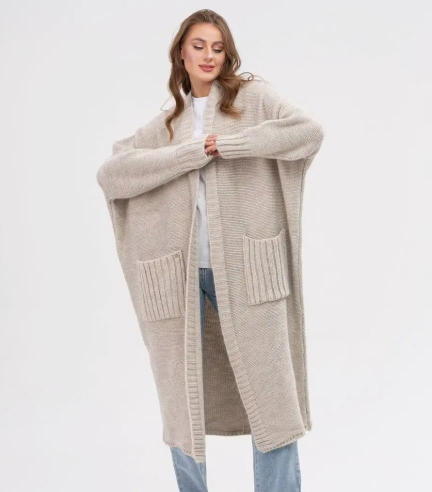 Soft Wool Oversized Longline Cardigan with Pockets 