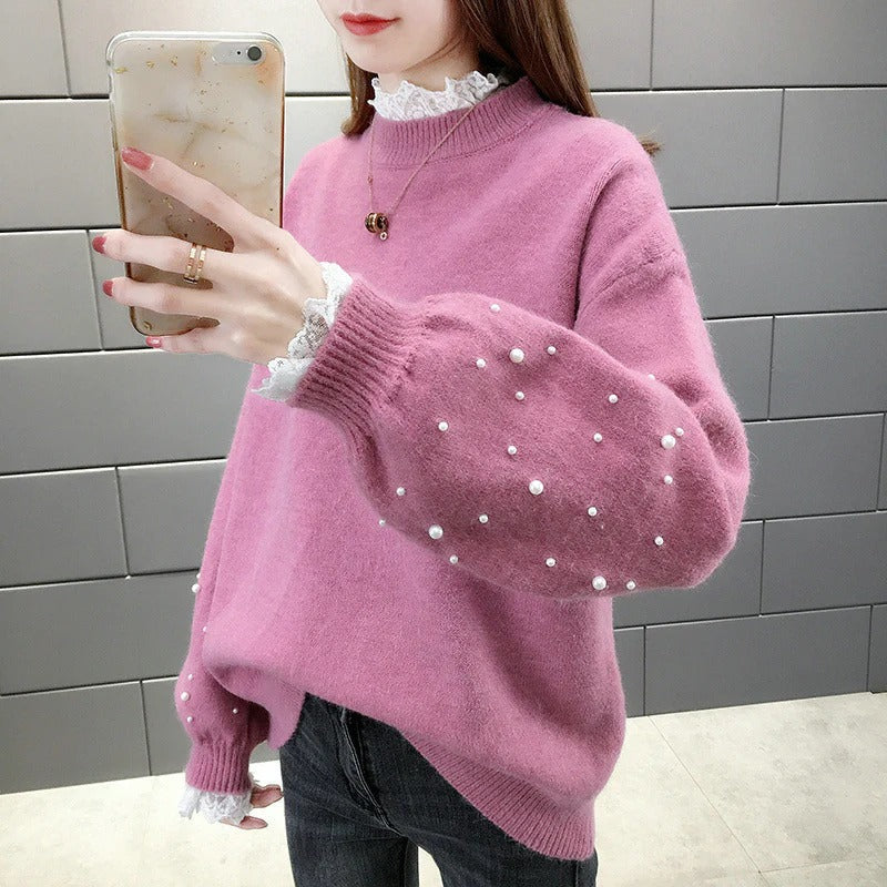 Wool Blend Relaxed Fit Knitted Sweater 