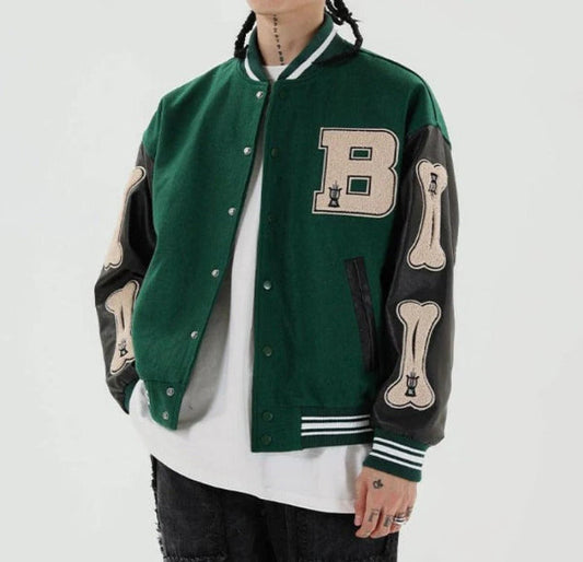 Wool Blend Relaxed Fit Bomber Jacket 