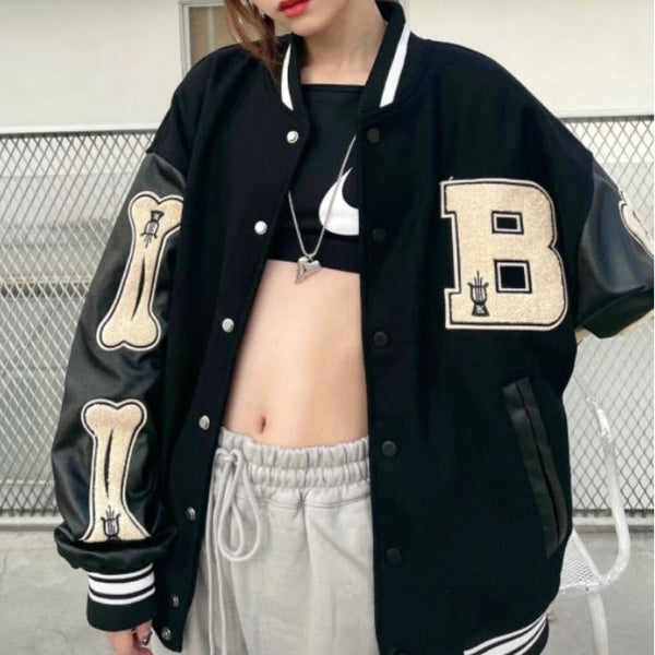 Wool Blend Relaxed Fit Bomber Jacket 