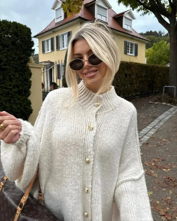 Oversized Soft Knit Button Front Cardigan 
