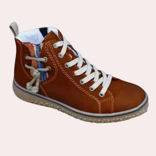 Smooth Leather Lace-Up Ankle Boots 