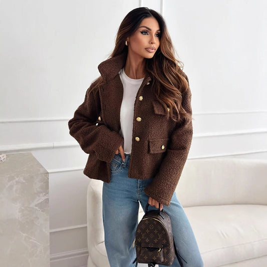 Bouclé Knit Relaxed Cropped Jacket