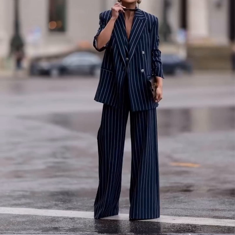 Wool Blend Double-Breasted Two-Piece Suit 
