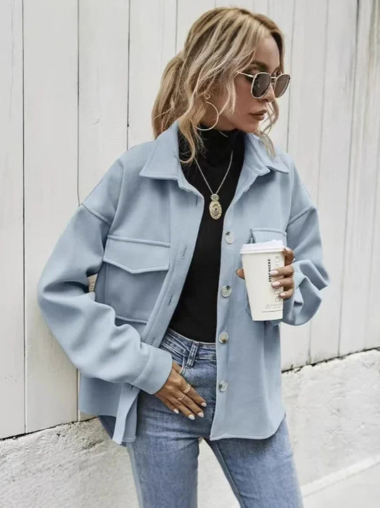 Oversized Fit Wool Button Front Coat 