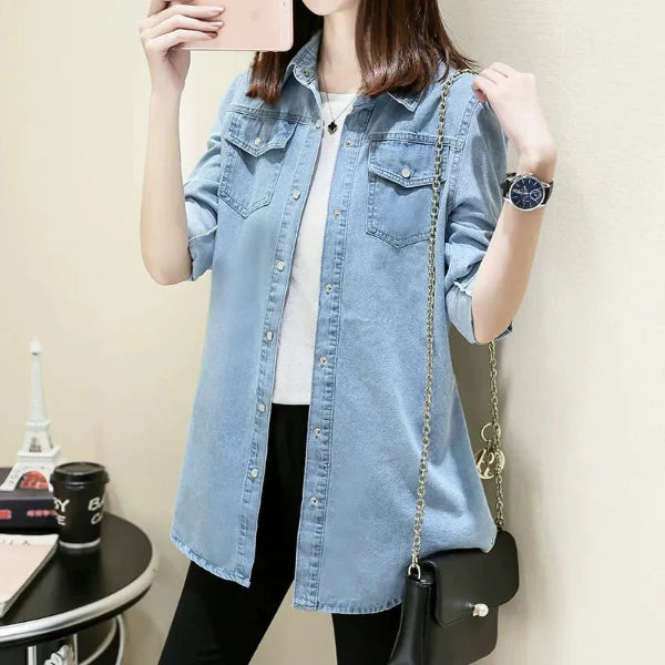 Slim Fit Denim Button Front Shirt 