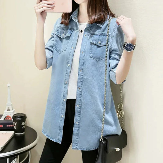 Slim Fit Denim Button Front Shirt 